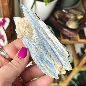 💙Raw Blue Kyanite in Calcite Crystal Cluster Specimen💙